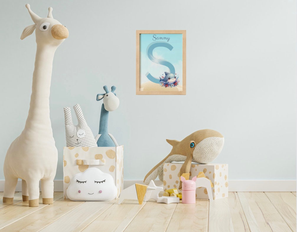 Home Decor Enchanting Baby Animal Prints for Nursery Wall Art | Personalized Name Initial Sign | Adorable Animal Friends Art Set