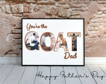 Personalized GOAT Wall Art | Custom Photo Collage for Dad | Father&#39;s Day Gift | DIY Present for Dad | Unique Gift for Him