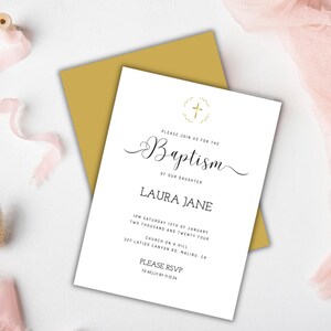 Elegant Customizable Baptism Invitation for Girl | Personalized Design, Fast Turnaround, Perfect for Your Special Day!