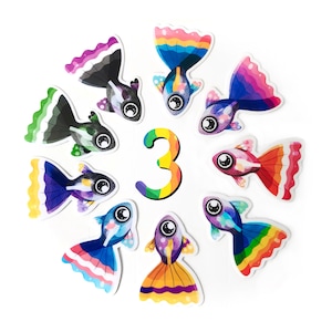 Lot de 3 Pride Stickers Vinyle Guppy