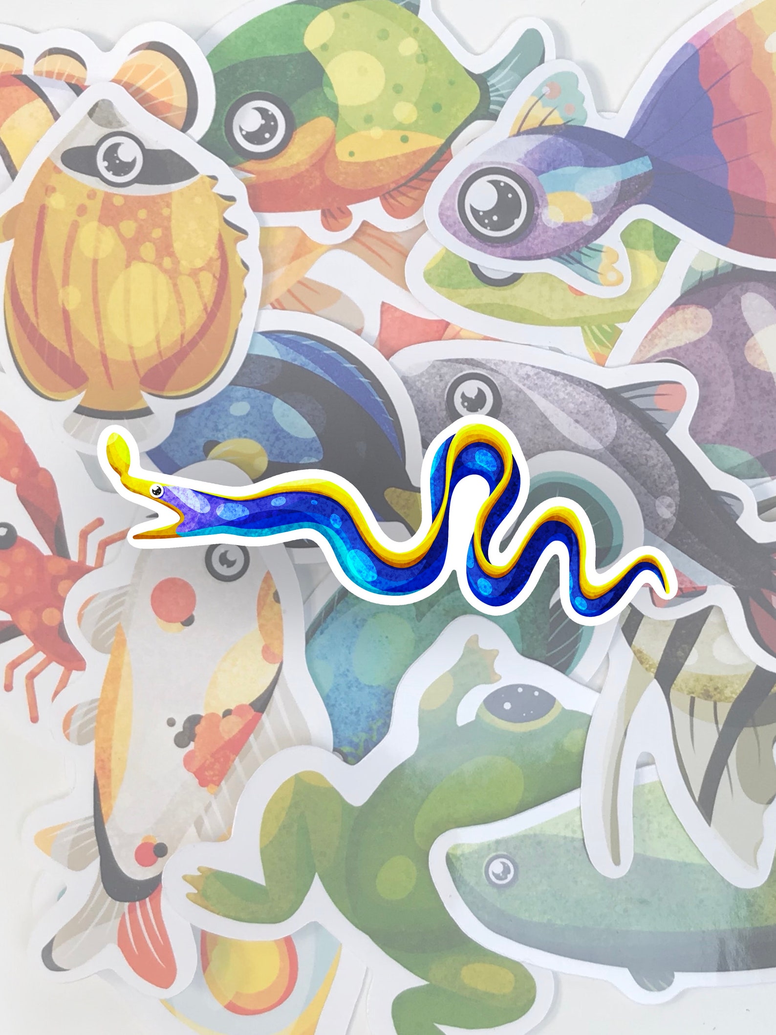 Shiny Sticker Ribbon Eel Animal Crossing Fish Etsy