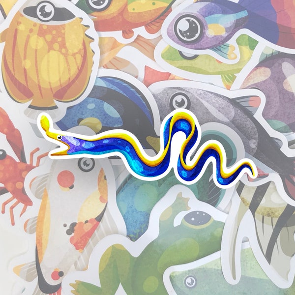 Sticker Brillant Murène Ruban Animal Crossing Poisson Vinyle