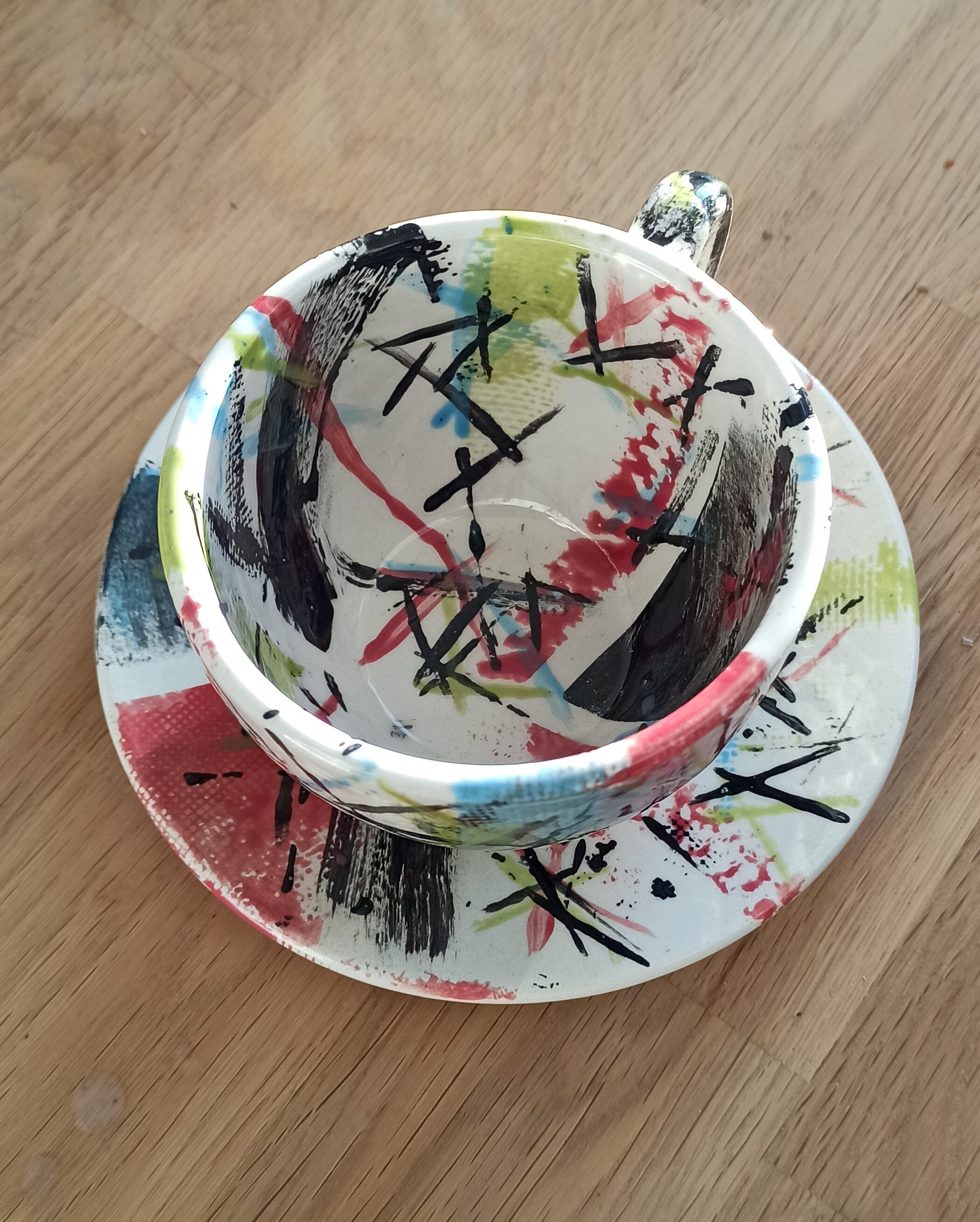 Abstract Cup Tea Set Coffee Set Painted Ceramics Unique - Etsy
