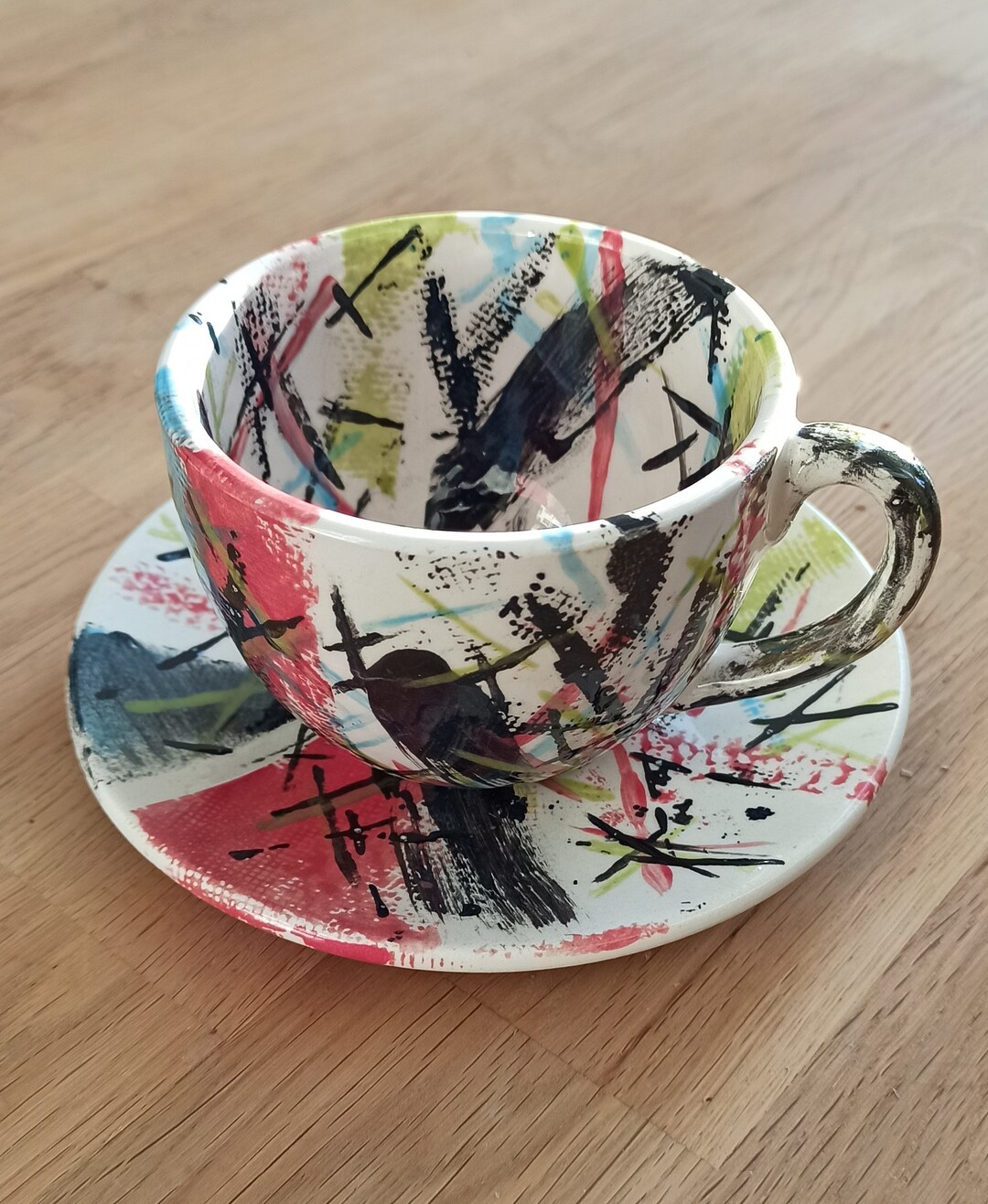 Abstract Cup Tea Set Coffee Set Painted Ceramics Unique - Etsy
