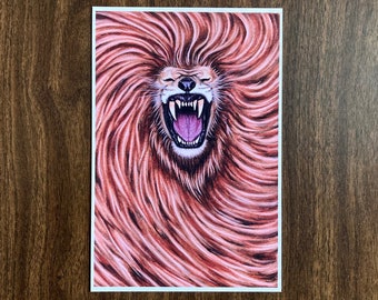 Roaring Lion Art Print 6x9" Acrylic Painting