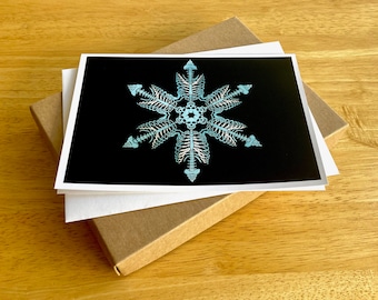 Skeleton Snowflake, 5x7" Blank Holiday Christmas Greeting Cards, Pack of 10