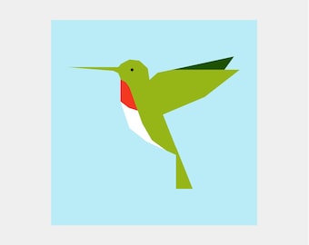Patrón de bloque de colcha Colibrí | Descarga digital en PDF | 30 cm | Técnica de patchwork con papel | FPP