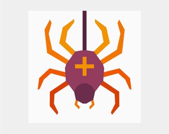 Spider Quilt Block Pattern | Halloween Quilt Pattern | Digital PDF Download | 12 inches | Foundation Paper Piecing | FPP