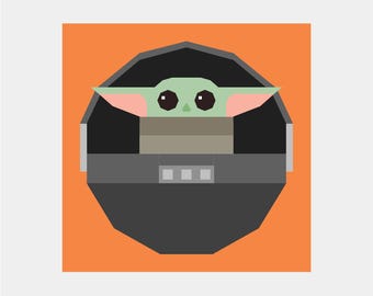 Patrón de bloque de colcha de Baby Yoda | Descarga digital en PDF | 45 cm | Técnica de patchwork con papel | FPP | Mini colcha | Star Wars