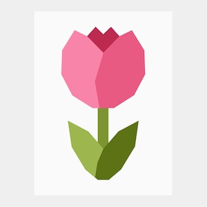 Modello trapunta tulipano | Modello trapunta a fiori | Download digitale PDF | 9x12 pollici | Piecing di carta per fondazioni | Ordine alfabetico | Pasqua | Primavera