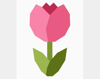 Tulip Quilt Pattern | Flower Quilt Pattern | Digital PDF Download | 9x12 inch | Foundation Paper Piecing | FPP | Easter | Spring