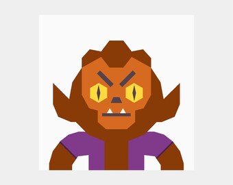 Patrón de colcha de hombre lobo | Patrón de colcha de Halloween | Descarga digital en PDF | 38 cm | Técnica de patchwork con papel | FPP