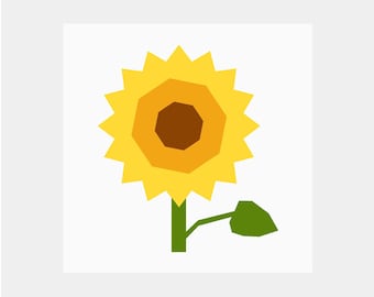 Patrón de bloque de colcha Girasol | Patrón de colcha de flores | Descarga digital en PDF | 30 cm | Técnica de patchwork con papel | FPP | Jardín | Primavera