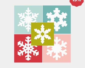 Snowflake Quilt Block Bundle | 5 Winter Patterns | Digital PDF Download | Foundation Paper Piecing | FPP | Christmas Xmas
