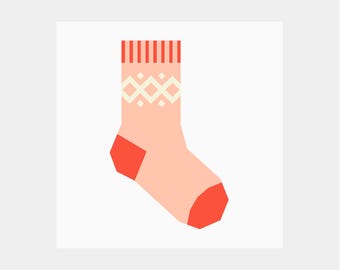 Patrón de bloque de colcha de calcetines | Descarga digital en PDF | 30 cm | Técnica de patchwork con papel | FPP | Invierno | Otoño