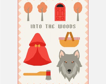 Patrón de colcha "El bosque encantado de Caperucita Roja" | Descarga digital en PDF | 55 x 70 pulgadas | Técnica de patchwork con papel | FPP | Caperucita Roja