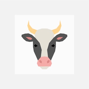 Cow Quilt Pattern | Farm Quilt Pattern | Digital PDF Download | 12 inches | Foundation Paper Piecing | FPP | Animal | Bull