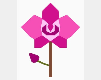 Orchid Quilt Pattern | Flower Quilt Pattern | Digital PDF Download | 9x12 inches | Foundation Paper Piecing | FPP | Easter | Garden