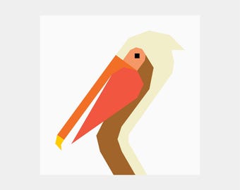 Pelican Quilt Block Pattern | Nautical Quilt Pattern | Digital PDF Download | 12 inches | Foundation Paper Piecing | FPP | bird