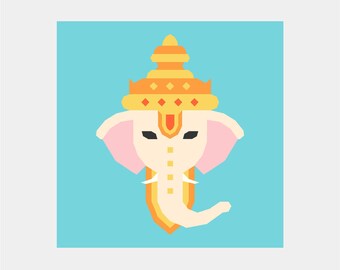 Patrón de bloque de colcha Ganesh | Descarga digital en PDF | 45 cm | Técnica de patchwork con papel | FPP | Mini colcha