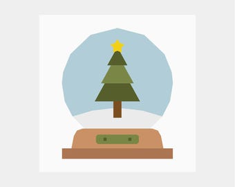 Patrón de bloque de colcha Bola de nieve navideña | Descarga en PDF | 30 cm | Técnica de patchwork con papel | Navidad |