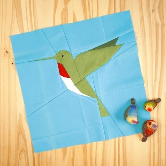 Hummingbird Quilt Block Pattern | Digital PDF Download | 12 Inches ...