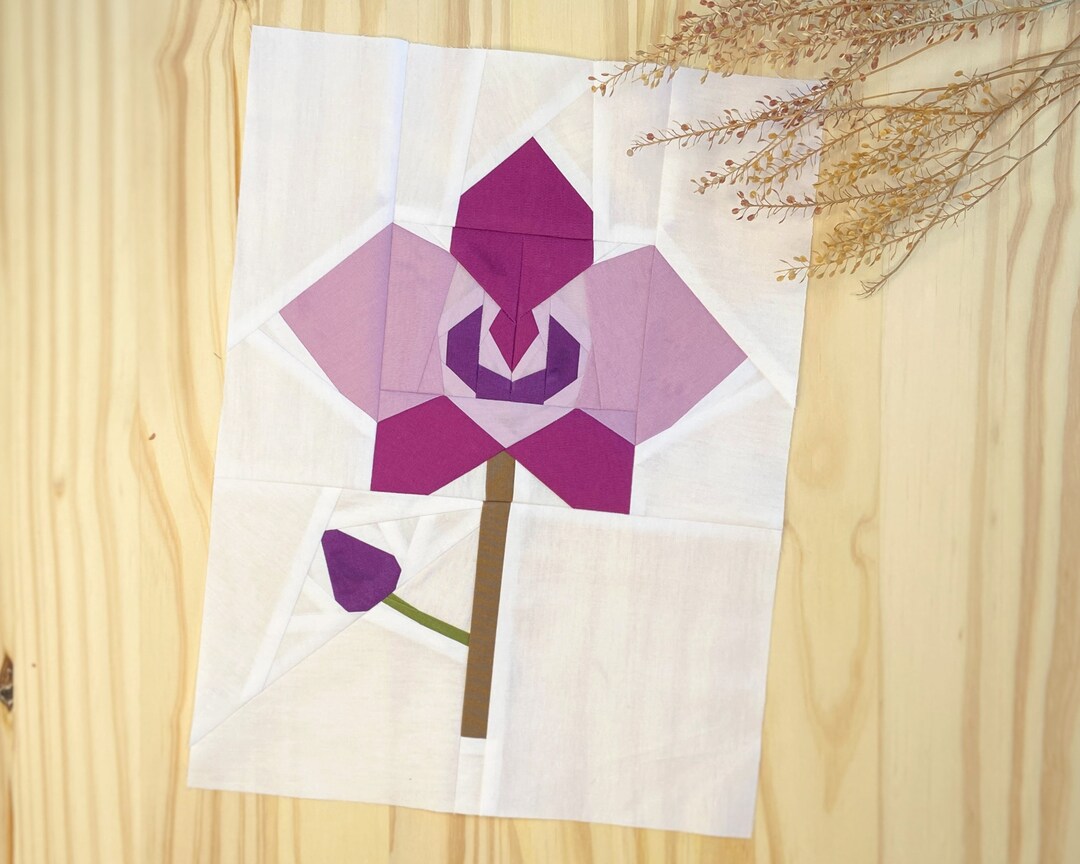 Orchid Quilt Pattern Flower Quilt Pattern Digital PDF Download 9x12