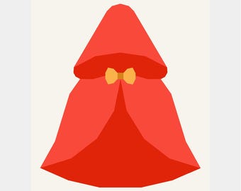 Patrón de bloque de colcha Caperucita Roja | Descarga digital en PDF | Técnica de patchwork con papel | FPP | Caperucita Roja | Mini colcha