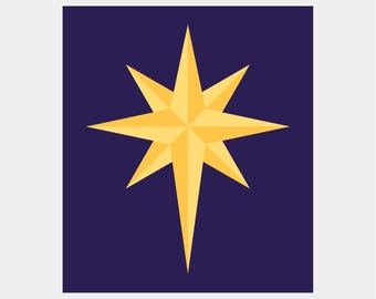 Patrón de bloque de colcha Estrella del Norte | Descarga digital en PDF | Costura sobre papel | FPP | Mini colcha