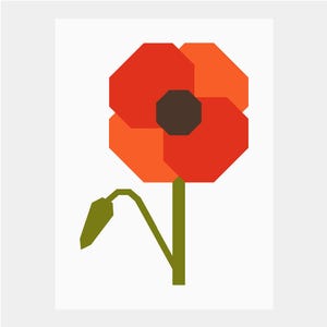 Modello trapunta papavero | Modello trapunta a fiori | Download digitale PDF | 9x12 pollici | Piecing di carta per fondazioni | Ordine alfabetico | Giardino | Primavera