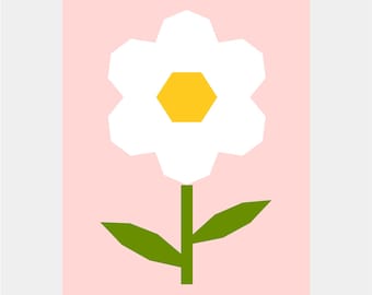 Patrón de bloque de colcha Margarita | Patrón de colcha de flores | Descarga digital en PDF | 9x12 pulgadas | Técnica de patchwork con papel base | FPP | Jardín | Primavera