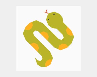 Patrón de bloque de colcha Serpiente | Patrón de colcha Jardín | Descarga digital en PDF | 45 cm | Técnica de patchwork con papel | FPP | Primavera | Mini colcha
