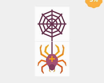 Spider Web & Spider Quilt Block Bundle | 2 Halloween Patterns | Digital PDF Download | Foundation Paper Piecing | FPP