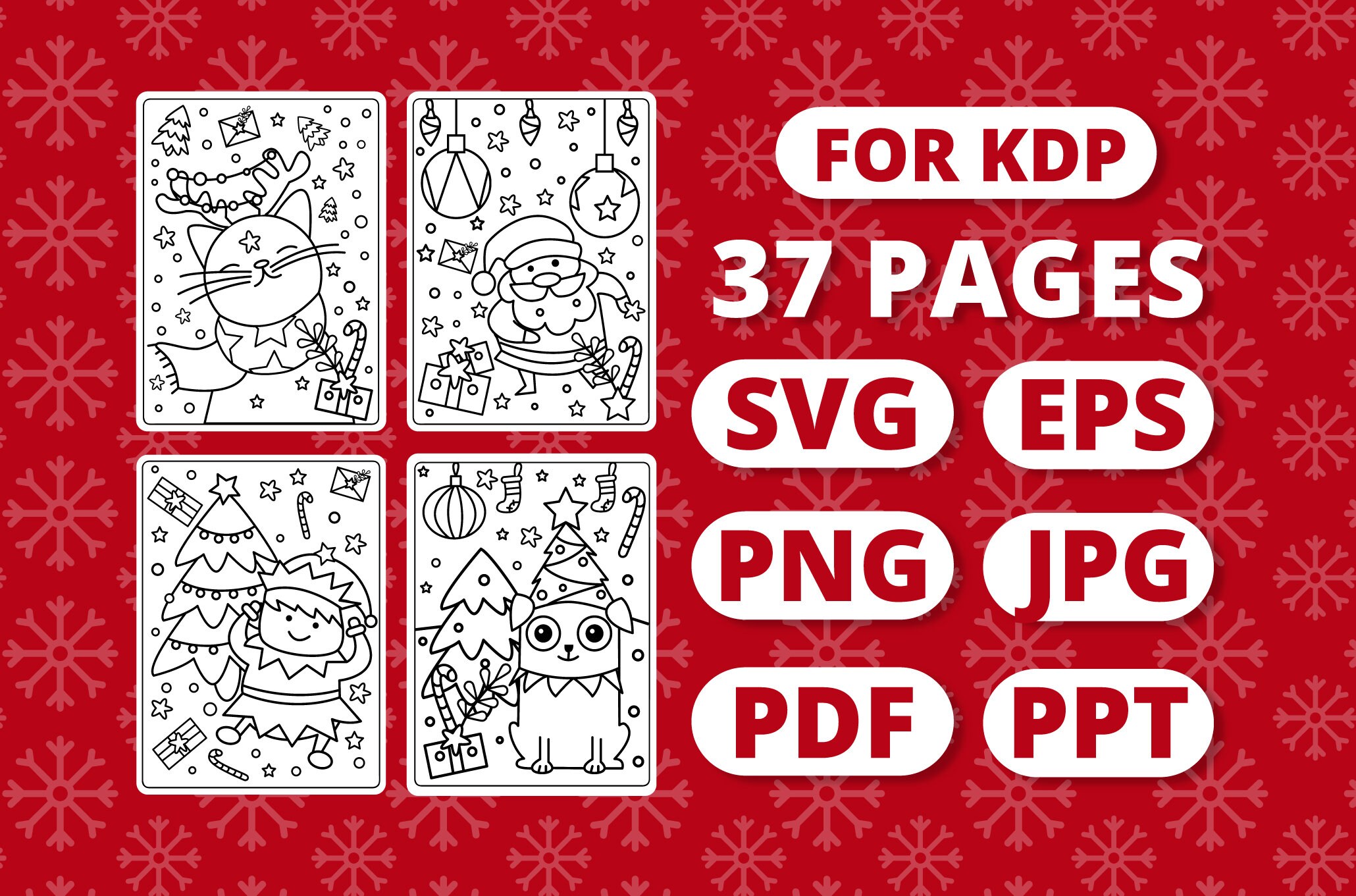 Kdp Christmas Coloring Book For Kids Etsy
