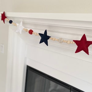 Patriotic Garland, Star, 4th of July Garland, Red, White & Blue, Fourth of July Decor, Garland, America, American, Flag Garland,Felt garland image 3