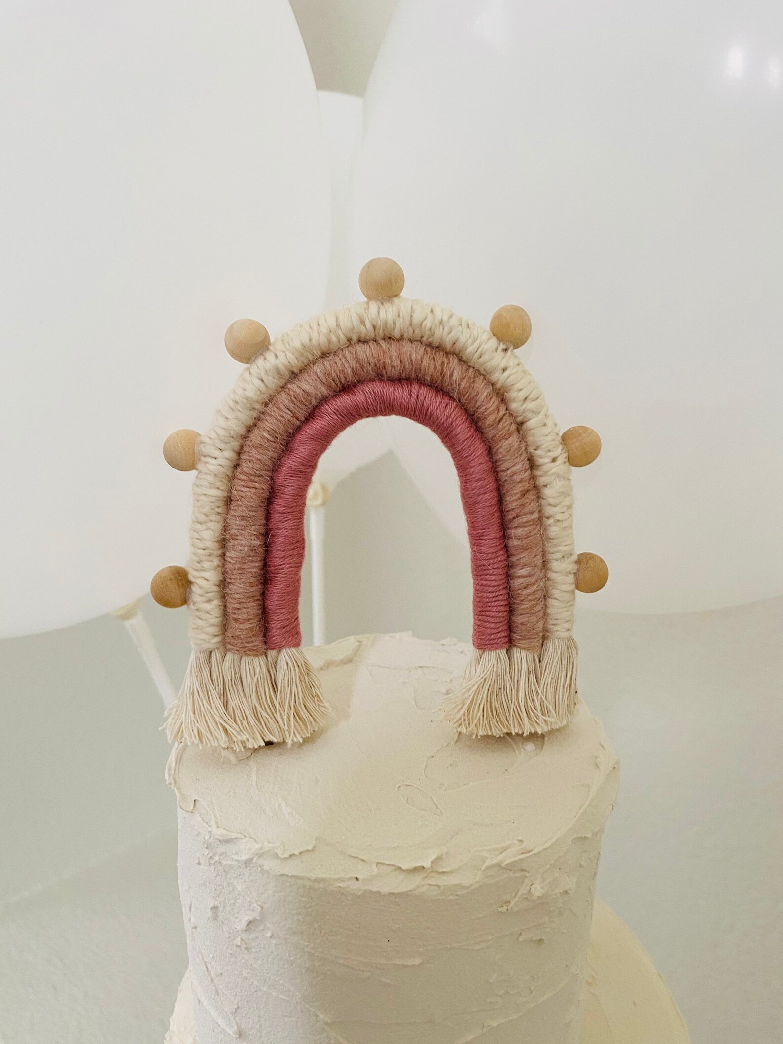 Boho Rainbow Cake Topper Macrame Birthday Birthday Cake Etsy