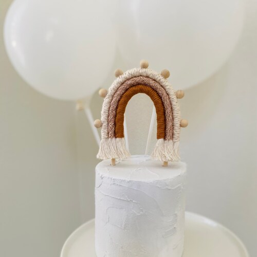 Boho Macrame Rainbow Cake Topper Birthday Cake Birthday Etsy