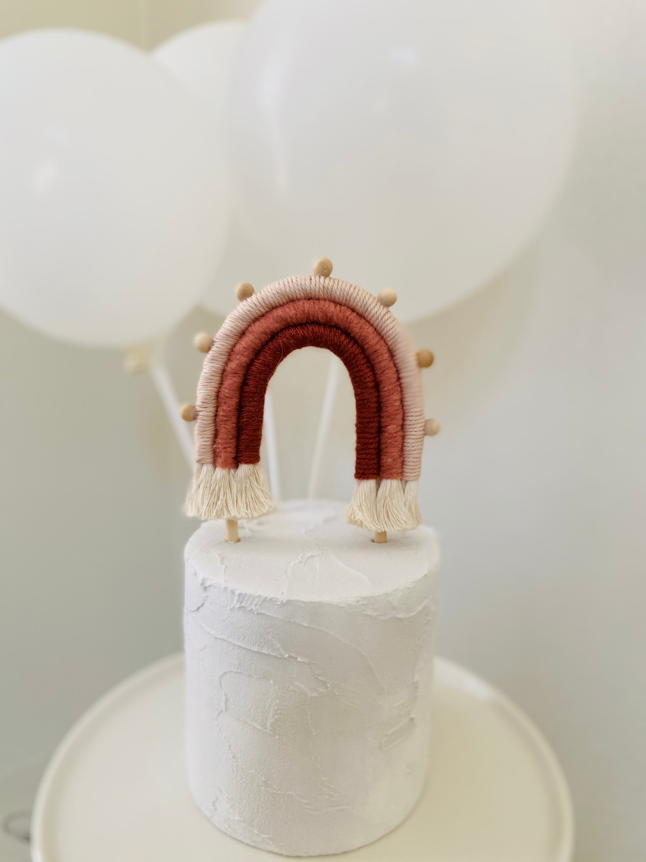 Boho Macrame Rainbow Cake Topper Rainbow Birthday Theme Etsy