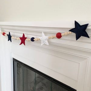 Patriotic Garland, Star, 4th of July Garland, Red, White & Blue, Fourth of July Decor, Garland, America, American, Flag Garland,Felt garland image 2