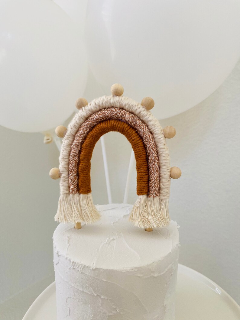 Boho Macrame Rainbow Cake Topper Birthday Cake Birthday Etsy