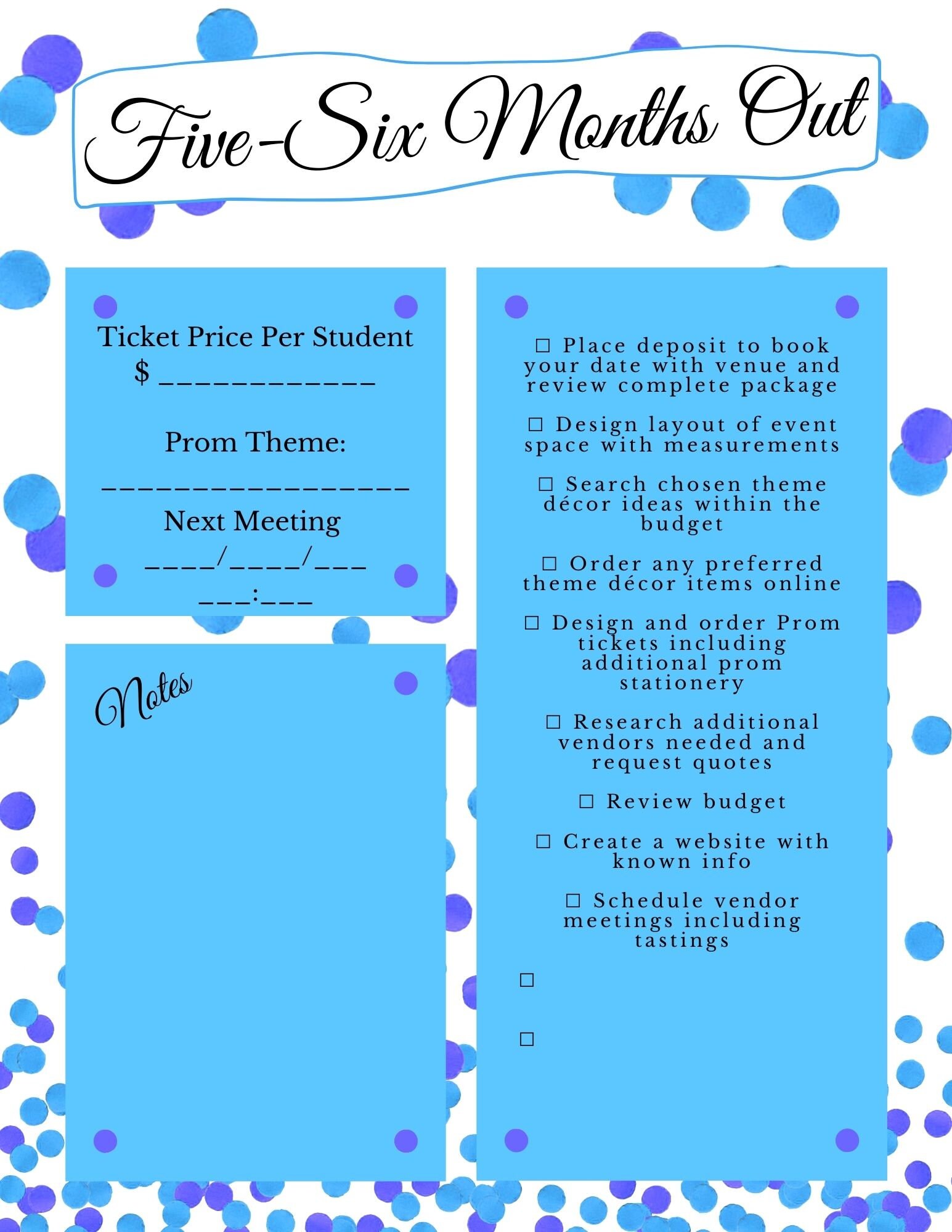 Prom Planner Printable Prom Checklist Detailed Prom Guide Prom Timeline