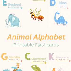 Alphabet Karteikarten zum Ausdrucken | Montessori | Digitale Lernkarten mit Tieren | Sofortdownload | Dekor | Vorschule Kindergarten LernenI