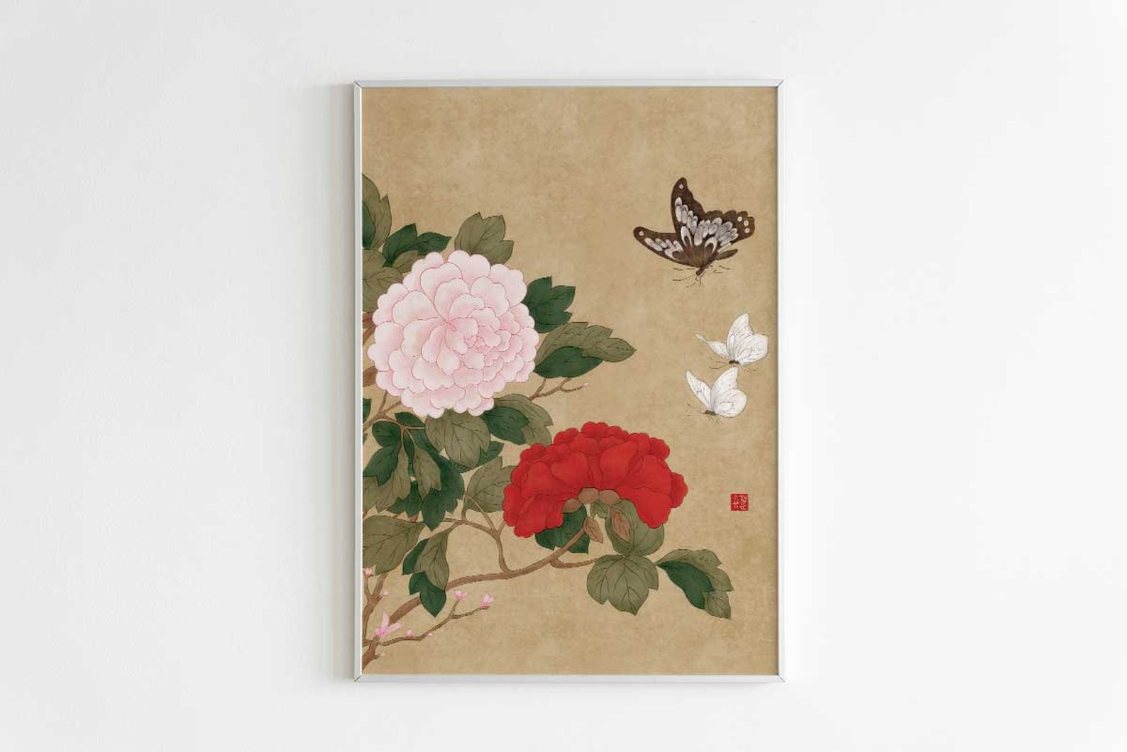 Minhwa Flowers and Butterfly Paintings Hwajeopdo Korean Etsy