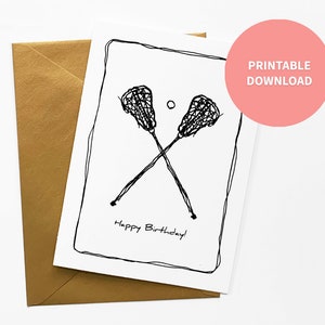 Lacrosse druckbare Geburtstagskarte, für Baby, Mädchen oder Jungen Teen Sportler, Laxer Freund, 5 x 7 Zoll digitale Datei Instant Download