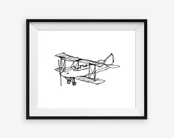 Vintage Airplane Printable Wall Art, Instrument Decor, 8 x 10 inch digital file, Instant Download for Pilot, Kids Bedroom, or Nursery