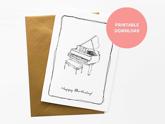 Grand Piano Printable Birthday Card Musical Instrument - Etsy