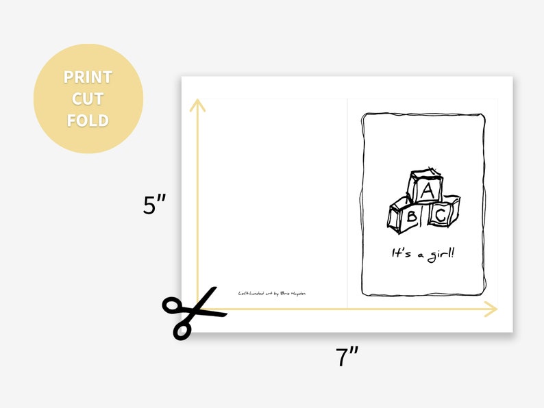 It's a Girl Printable Congratulations Card, Baby Blocks Illustration ...