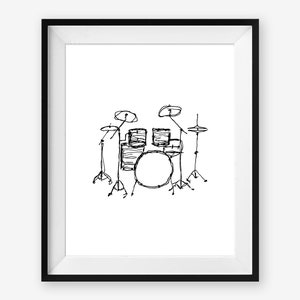 Drum Set Printable Wall Art, Instrument Decor, 8 x 10 inch digital file, Instant Download for Drummer, Musician, or Music Teacher Classroom