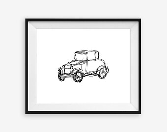 Vintage Car Printable Wall Art, Instrument Decor, 8 x 10 inch digital file, Instant Download for Kids Bedroom, Laundry, Bathroom, or Nursery