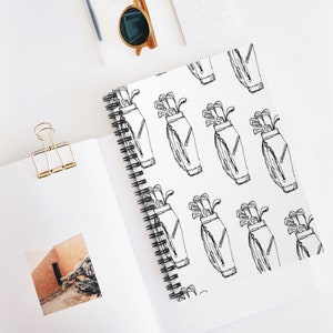 Golf Clubs Bag Sports Illustration Lined School Spiral Notebook, Blank Journal for Back to School, Gym Teacher, Teen Student
